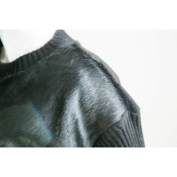 Vintage Davoucci Knit Cow Skin Patchwork Long Sleeve Pullover L - Picture 10 of 12